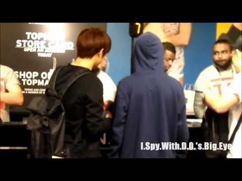 120622 EXO-K In London - D.O. & SUHO waiting at Topshop/Topman Checkout