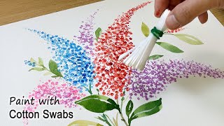 Cotton swabs painting technique for beginners - Basic easy painting step by step