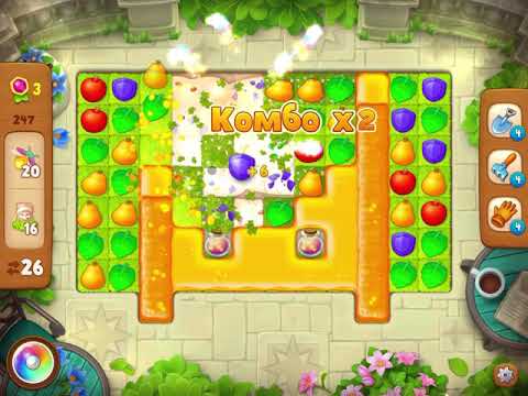 GardenScapes Level 247 no boosters (28 moves)