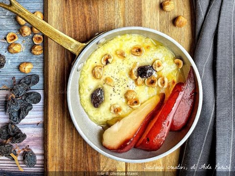 Formaggio al forno con pere al vino - Baked cheese with poached pears