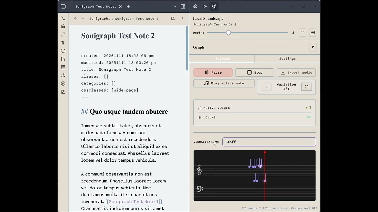 Sonigraph Demo - Local Soundscape with Staff Notation