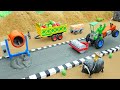 DIY Mini Tractor And Road Roller Science Project To Build Concrete Roads After Heavy Rain