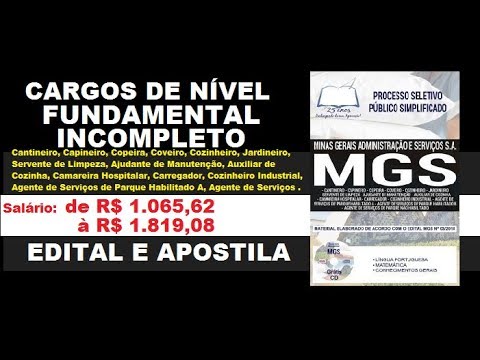 Edital Apostila Processo Seletivo Público Simplificado MGS 2019 Cargos Nível Fundamental Incompleto