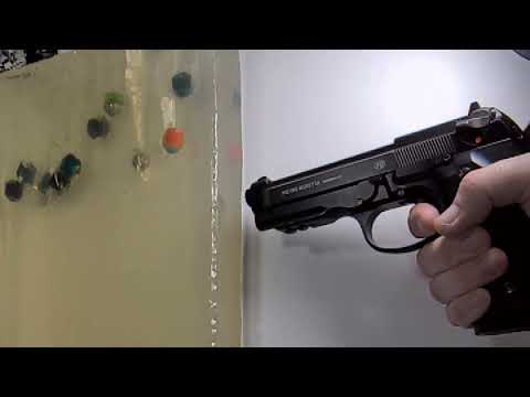 Slow motion Full Auto Beretta 92FS CO2 BB pistol Ballistic Gel