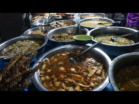 Night Street Food Views @Orussey - Many Different Various Dinner Food on The Street in Town