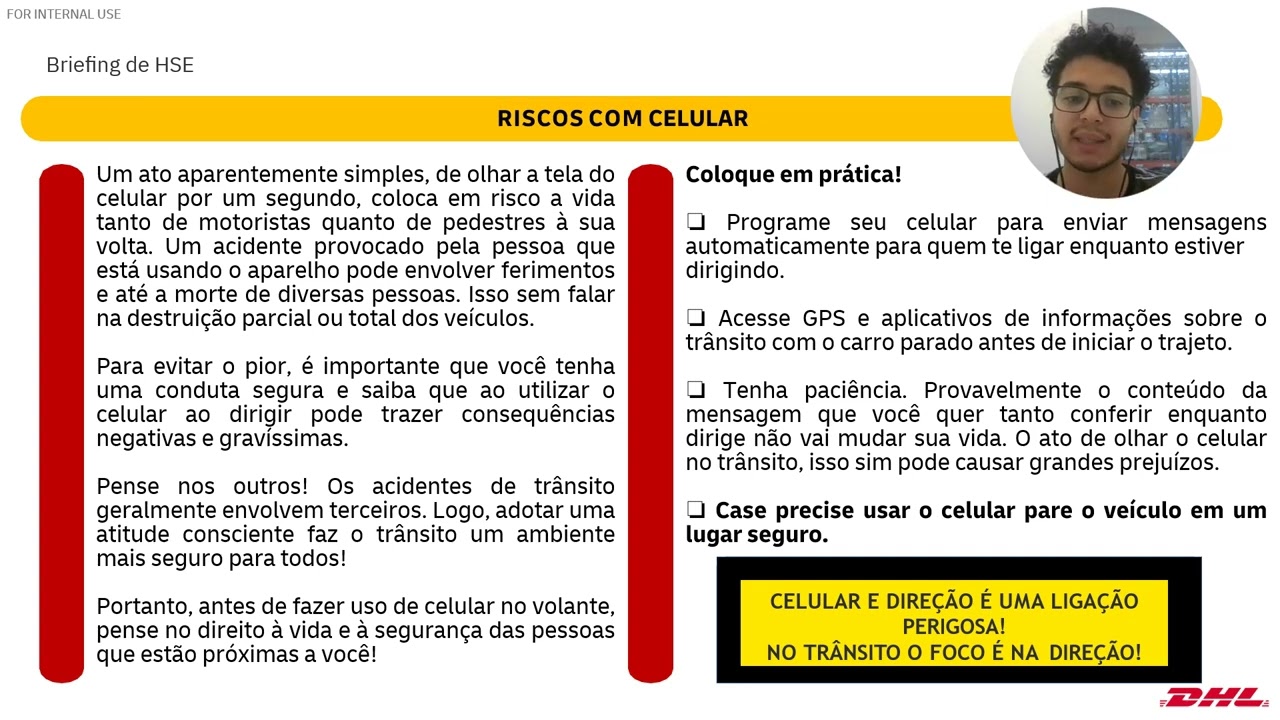 [MOTORISTA TAC] - SEMANA 42 - OUTUBRO - RISCOS COM CELULAR