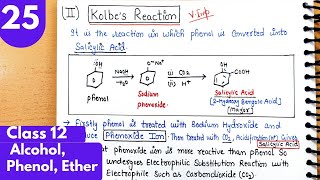 25) Kolbe's reaction with mechanism| salicylic acid from phenol| Alcohol, phenol ether class12