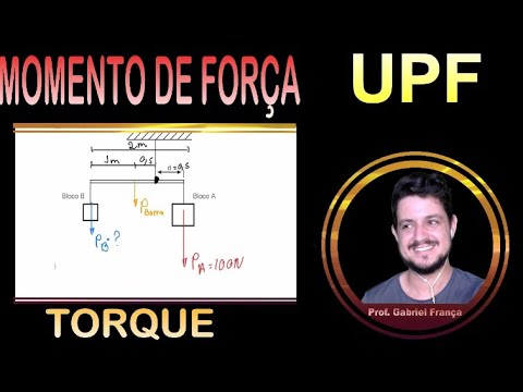 Momento de Força - Uma barra metálica homogênea, de 2,0 m de comprimento e 10N de peso, está presa