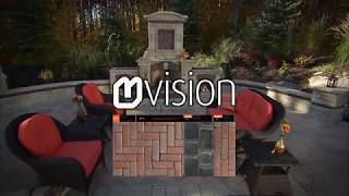 Unilock Uvision System graphic with large patio in the background