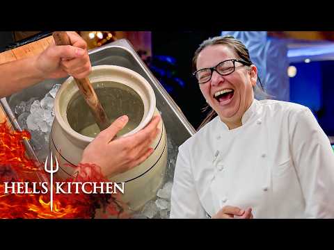 Sous Chef Christina Can't Stop Laughing as Red Team Messes Up Butter Churning | Hell's Kitchen