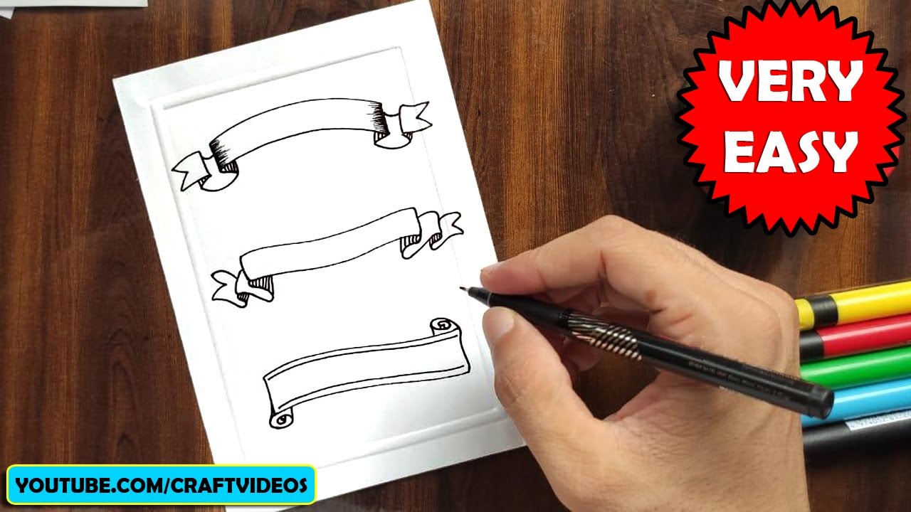 HOW TO DRAW RIBBON BANNER | BANNER DRAWING EASY