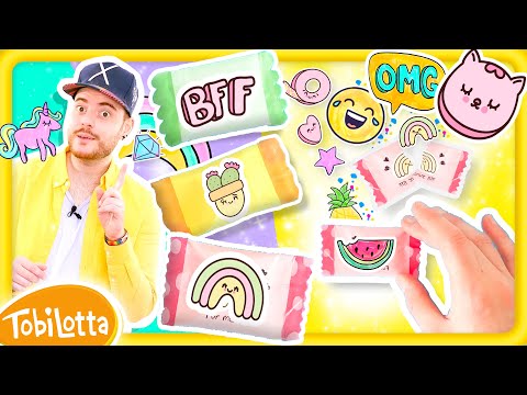 DIY GESCHENKE Basteln Kawaii Sticker TobiLotta Kindern einfache Bastelideen Kinderkanal Basteln