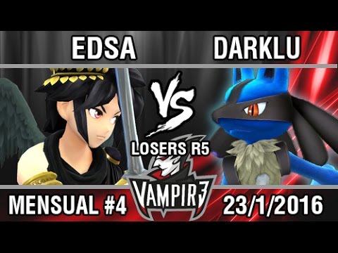 [Vampir3 Mensual #4] Edsa (Pit, Pit Sombrío) vs Darklu (Lucario) SSB4 Losers R5 - Top 8