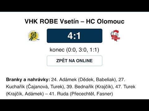 12.kolo VHK ROBE Vsetín - HC Olomouc