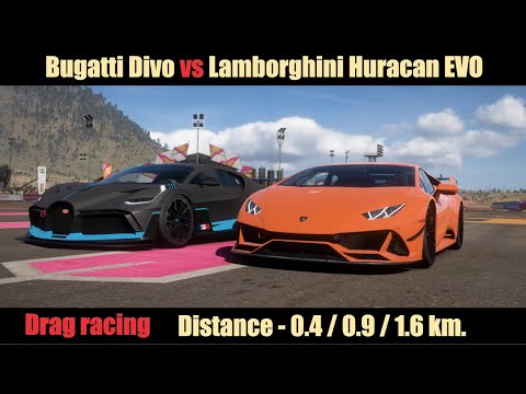 Forza Horizon 5 | Drag racing: Lamborghini Huracan EVO vs Bugatti Divo