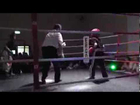 Liam Kervick at his first fight night. Reverse turning kick.