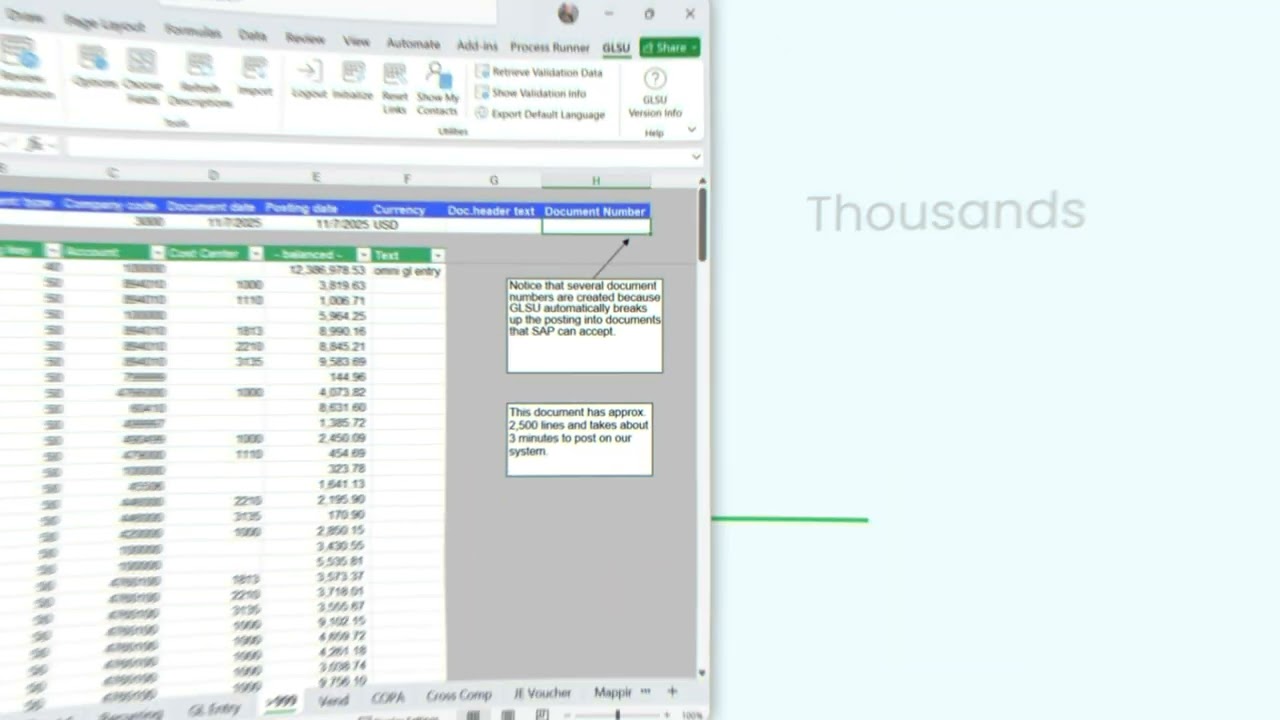 Process Runner GLSU: SAP Finance Automation in Excel