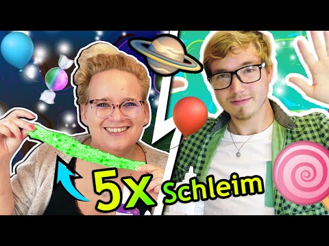 5 x Schleim Challenges mit Eva und Felix! Galaxy Schleim, Geburtstags Schleim, Schüttel Schleim