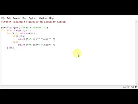 Python Program To Display An Identity Matrix