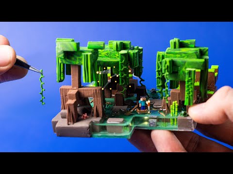 Making a tiny MANGROVE SWAMP from Minecraft - epoxy resin & polymer clay