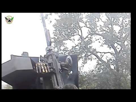 التصدي للطيران المروحي في سماء حزارين في ريف ادلب بواسطة رشاش 14 من قبل لواء مغاوير التوحيد