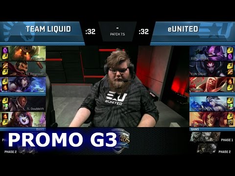 Team Liquid vs eUnited | Game 3 Promotion / Relegation S7 NA LCS Summer 2017 | TL vs EUN G3