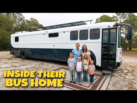 This DIY School Bus Conversion is an Off-Grid Home for a Family of 6