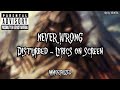 DISTURBED - NEVER WRONG (LYRICS ON SCREEN)