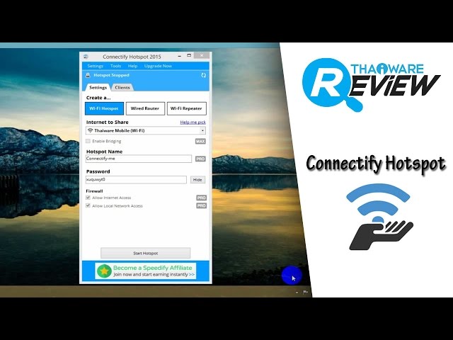   สอนวิธีทำ Wi-Fi Hotspot แชร์อินเทอร์เน็ต ผ่าน Notebook Laptop ด้วย โปรแกรม Connectify แจกฟรี