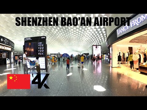 SHENZHEN, CHINA | Excursão a pé pelo Aeroporto Shenzhen Bao'an | 4k | 5 de maio de 2021