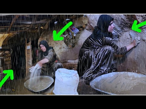 Plastering a cave under heavy rain | A mother's resistance in the mountains