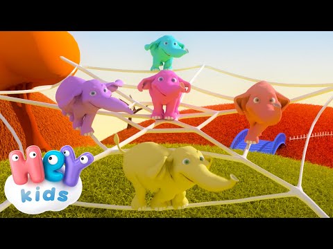Um elefantes se balançavam numa teia de aranha 🐘 | Música Infantil | HeyKids em Português