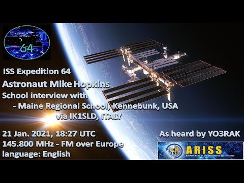 ISS Transmission LIVE astronaut Mike Hopkins, 21Jan2021, Maine Regional School, USA, via IK1SLD