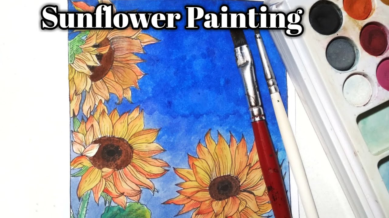 Easy Sunflower Painting using Watercolors | Tutorial for beginners