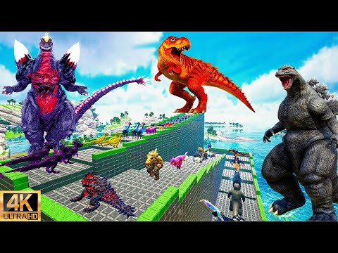 Ark Dinosaur Deathrun Vs Indoraptor Vs Spider T-rex - Ark Creature Survival Evolved