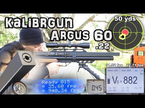 Kalibrgun .22 Air Rifle + Accuracy TEST - 50 & 100 Yards + FULL REVIEW - Argus 60 Regulated PCP