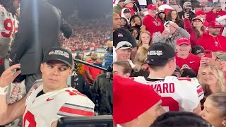 Will Howard’s Ohio State celebrations boomerang from security stop to kiss with girlfriend