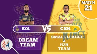 KOL vs CSK Dream11 Team IPL 2020 | KOL vs CSK | Match 21 | KOL vs CSK Dream11 Prediction.