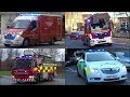 Two tone sirens! Ambulances, Fire Engines & Police cars responding in Europe