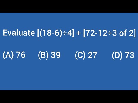Evaluate [(18-6)÷4] + [72-12÷3 of 2] // @Y5Teaching