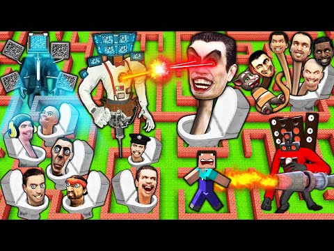 SURVIVAL MAZE of SKIBIDI TOILET vs TV & CAMERA MAN MECHA TITAN BOSSES in MINECRAFT animation