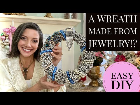 Thrift Store Vintage Jewelry Holiday Wreath DIY