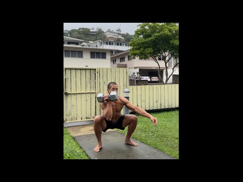 Day 249 FitPro Hawaii Workout-50 lbs. Dumbbell Squat Clean & Press x 40/10 Minutes 1/18/21, 12:13 pm