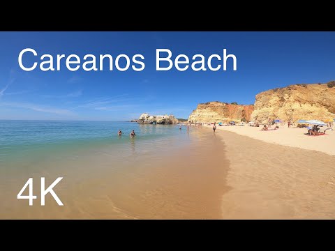 Careanos Beach 🏖️ - Algarve, Portugal - Praia dos Careanos - Virtual Walking - 4K UHD