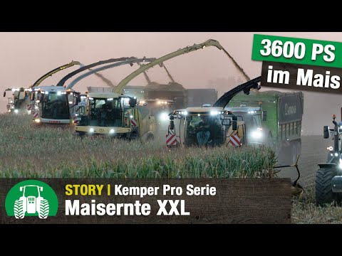 Maisernte XXL: 3600 PS | 5 Feldhäcksler | Kemper Pro Serie | Lohnunternehmen Görries | John Deere