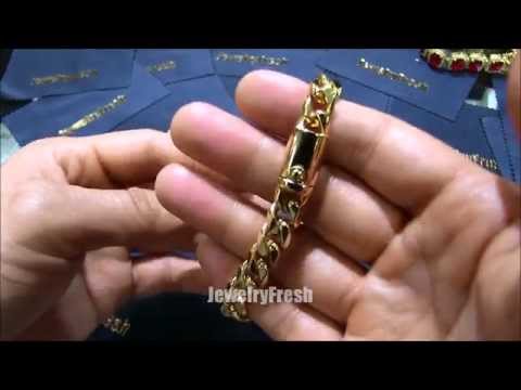 Clean Gold Miami Cuban Bracelet with Box Clasp by JewelryFresh
