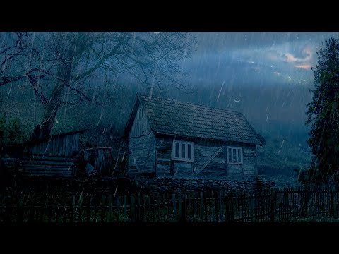 Goodbye Stress to Sleep Instantly with Heavy Rainstorm & Thunder Sounds in Rainforest at Night