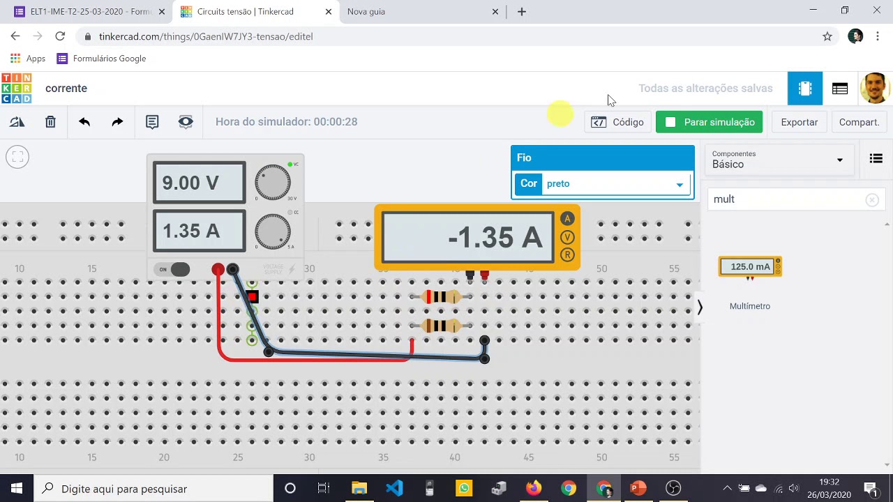 Simulação de circuitos - Aula 03 - Medindo corrente no Tinkercad