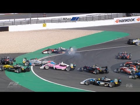 FIA Formula 3 European Championship 2018. Race 1 Nürburgring. Start Multiple Crash