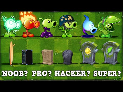 All PEA Plants vs Team Gravestones NOOB - PRO - HACKER - GOD Battlez - PvZ 2 Plant vs Plant